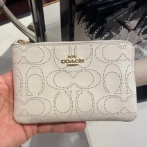 [해외]미국해외직구 빠른배송 COACH 코치 시그니처 레더 코너 짚 위슬렛 손목지갑 2961 SV/F 씨폼 IMQWM 허니 초크 IMRGM 퍼플 호환