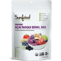 Sunfood Superfoods Gluten Free Kosher Vegan Acai Maqui Bowl Mix 썬푸드 슈퍼푸드 비건 아사이 마키 보울 믹스 6oz(170g), 1개