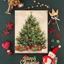 votgl diy그림그리기 성탄일 피포페인팅 유화그리기세트 크리스마스트리40 x 50 cm