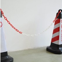 안전구획 플라스틱 사슬 플라스틱사슬 안전구역표시 안전공간확보사슬 주차금지사슬, 색상, 블랙 - 옐로우