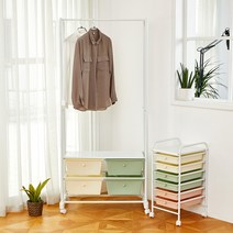 색감이 예쁜 수납형 이동식 행거 이동서랍장 이동식바구니 이동식서랍장 바퀴서랍장 수납장 바퀴수납장 정리함 바퀴정리함 서랍바구니 정리바구니 서류함, 민트