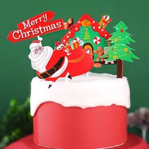 은꽃밴드 크리스마스파티토퍼_산타선물배달(4p세트) 케이크토퍼 남아생일파티 생일초 케이크픽, I-13 크리스마스파티토퍼_산타선물배달(4p세트)
