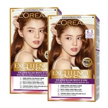 로레알파리 엑셀랑스 듀오크림 염모제 1+1, 6.3호 황금빛 밝은 갈색, 1세트