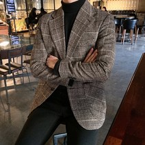 제이 클래식 남성 체크 블레이져 자켓 남자 결혼식 마이 빅사이즈 4XL