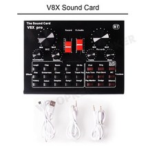 라이브 사운드 카드 웹캐스트 마이크 녹음 스튜디오 장비 스트리머 v8 v8s v8x v8 plus v9 for pc 전화 컴퓨터, v8x 세트
