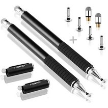 스타일러스 펜 미국 MEKO 유니버설 (2 in 1 Precision 시리즈) 모든 정전식 터치스크린을 위한 디스크 터치스크린 6개 교체 팁이 포함-633995, 블랙/핑크
