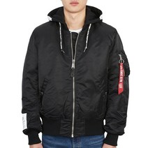 [알파인더스트리] MA-1 ZHP 118101 03 BLACK 남자 후드 패딩 봄버 자켓 레귤러핏