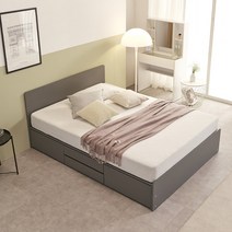 바로방가구 앤디 수납형 서랍형 슈퍼싱글 퀸 침대 프레임, 그레이