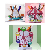 플레이앤드 나무연필꽂이 놀이동산 만들기 키트 DIY 세트 어린이집 유치원 미술 수업 재료, 회전목마