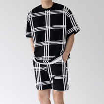 스타일 에스 스타일에스 MZ 남자 여자 데일리 체크 레이어드 오버핏 상하의 셋업