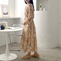 브이랩 스트랩플라워원피스 1114833DRESS amp SET 쉬폰 레이스원피스 베이지 Beige 블랙 Black 핑크 Pin