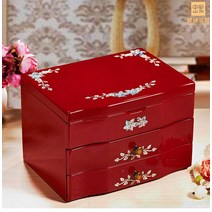 나전칠기자개장 자개 칠기 보석 상자 공주 식 다층 목재 복합 단순 E-024에는 고대 손 장식이 많이 포함되어 있습니다., [01] E-024 흰색 유럽 나무 보석 상자