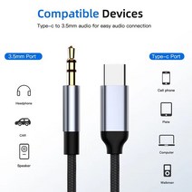 USB 타입 C ~ 3.5 MM 잭 AUX 케이블 DAC 타입-C 오디오 케이블 자동차 스피커 헤드폰 Tipo C 보조 어댑터, 01 0.5m