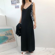 커밍투유 민소매 린넨 나시 롱 원피스