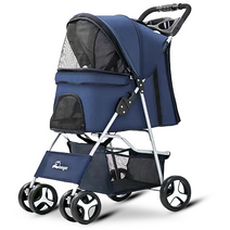 댕냥알지 강아지 애견 고양이 개 반려견 중형견 펫 유모차 스트로 트레일러 애완동물, 댕묘차_일체형_그레이