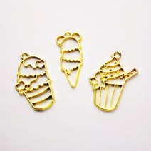 레진틀 공예 프레임 아트 스위트 아이스크림 골드 팬던트 악세사리 키링 만들기 열쇠고리 부자재, A