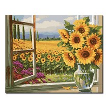 DIY캔버스페인팅 명화그리기 액자 그림 세트 유화 - 정물 40x50, S69_창가 해바라기