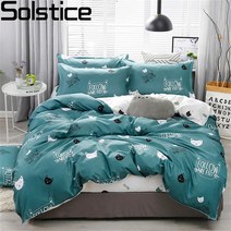 겨울 이불 커버 인테리어 침구 Solst아이스 섬유 시안 귀여운 고양이 키티 베개 케이스 침대 시트 아이 십대 세트 킹 퀸 트윈