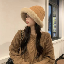 겨울방한모자 프랑스 파리 가을 겨울 두꺼운 보푸라기 여성 방한 방풍 귀마개 롤업 모자