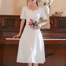 엘블랑꼬 브라이덜샤워 화이트 원피스 셀프웨딩 원피스 진주 콩단추 원피스 드레스