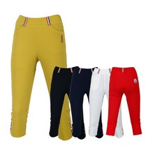 나나골프 여성 허리 삼색밴딩 단추 7부 골프바지 APYE8047