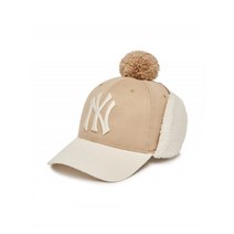 MLB KIDS 베이직 후리스 배색 귀달이모자 NY Beige