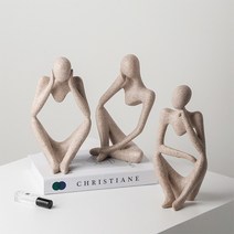 펜트하우스 생각하는사람 스톤 모던 인테리어 소품 오브제 미니 조각상 석고상 돌조각, 얼굴 왼손