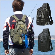 2세대 루어 민물 배스 바다 낚시 수납 밀리터리 슬링백 백팩 배낭 크로스 멀티 보조 가방, 블랙카모