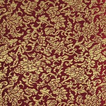 Wild Flower Satin Brocade Decorative Paper (Set of 3) - Gold/Burgundy, 1