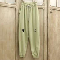 하트자수 9부 밴딩 소세지 봄 조거팬츠 트레이닝