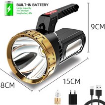 led 초강력 사냥용 써치라이트 후레쉬 280W 가장 강력한 휴대용 손전등 USB 충전식 LED 방수 토치 서치 스포트 라이트 캠핑, c_내장 배터리