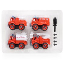 뚝딱뚝딱 조립 소방차 세트 미니카 4P세트 DIY, 뚝딱조립소방세트