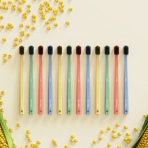 덴티넘 월간칫솔 옥수수 친환경 작은헤드 치과 칫솔 잇몸저자극 부드러운 미세모 치석 12개, 2.월간칫솔12개입(컬러풀)