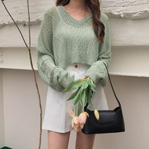 네쥬 여성 봄 여름 브이넥 꽈배기 부클 데일리 니트