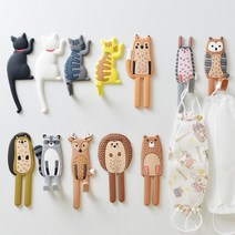 선물의집365 동물 고양이 현관 현관문 마스크 걸이 구부러지는 자석 후크 차키 열쇠, 1개, 얼룩캣