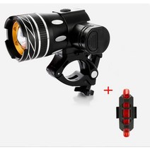 T6 헤드라이트 자전거 라이트 USB 충전 헤드라이트 야간경고등 강광 손전기 산악자전거 라이딩 액세서리, 블랙헤드라이트+충전테일라이트