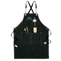 카우보이 솔리드 데님 요리 포켓 Pinafore 미용사 앞치마 이발사 집 청소 요리사 앞치마 마스터 앞치마 주방 악세사리, 2WQ-46447-006
