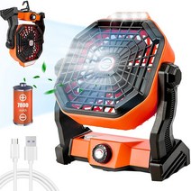 USB 이동식 휴대용 충전식 속도 조절 랜턴 텐트용 Led 조명 캠핑 팬 7800mAh 배, 없음, Yellow 1