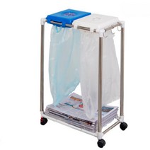 가정용 스텐 뚜껑 냄새방지 봉지걸이 2가지분리수거함 원룸분리수거 재활용통