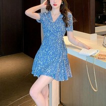 허니시스터 로렐라 잔꽃 리본 미니원피스