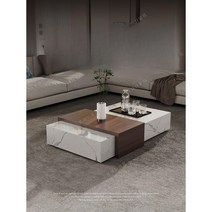 좌식 테이블 홈인테리어 거실테이블 커피테이블, 1.130x80x36CM다크월넛+눈꽃화이트