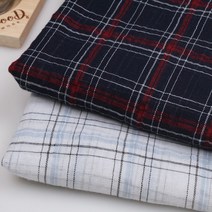 351 탐나요 면 체크 거즈원단 2컬러, 네이비