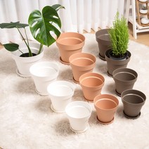 세경팜 플라스틱 인테리어 아트화분 받침세트 화분, 아트화분화이트(화분+받침), 3호(18cm)