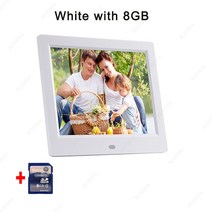 디지털액자 전자 프레임 액자 모니터10 인치 HD 디지털 사진 프레임 1024x600 울트라 얇은 LED 전자 앨범 L, 04 White with 8GB_02 미국 플러그