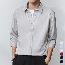 남자 구김없는 여름 오버핏 7부 셔츠 7컬러