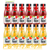 (풀무원)신선한 아임리얼 순수착즙 과일 딸기냉장주스 스트로베리6입+오렌지6입=12입 멀티팩