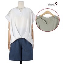 쉬즈넘버나인 더큐 숄더메쉬 블라우스