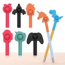 UNIQBLE 푸쉬팝 버블 팝잇 캐릭터 연필 깍지 문구 팬시 펜슬 볼펜 펜 보호캡 뚜껑 실리콘 뽁뽁이 말랑이, 레드사과 WC286
