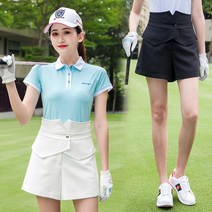 Norbei 여름 여성 골프 반바지 솔리드 단추 디자인 바지