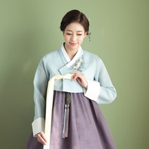 김홍갑한복 [한복대여]도란 클라우드블루 앤 먹보라 혼주 하객 한복 세트